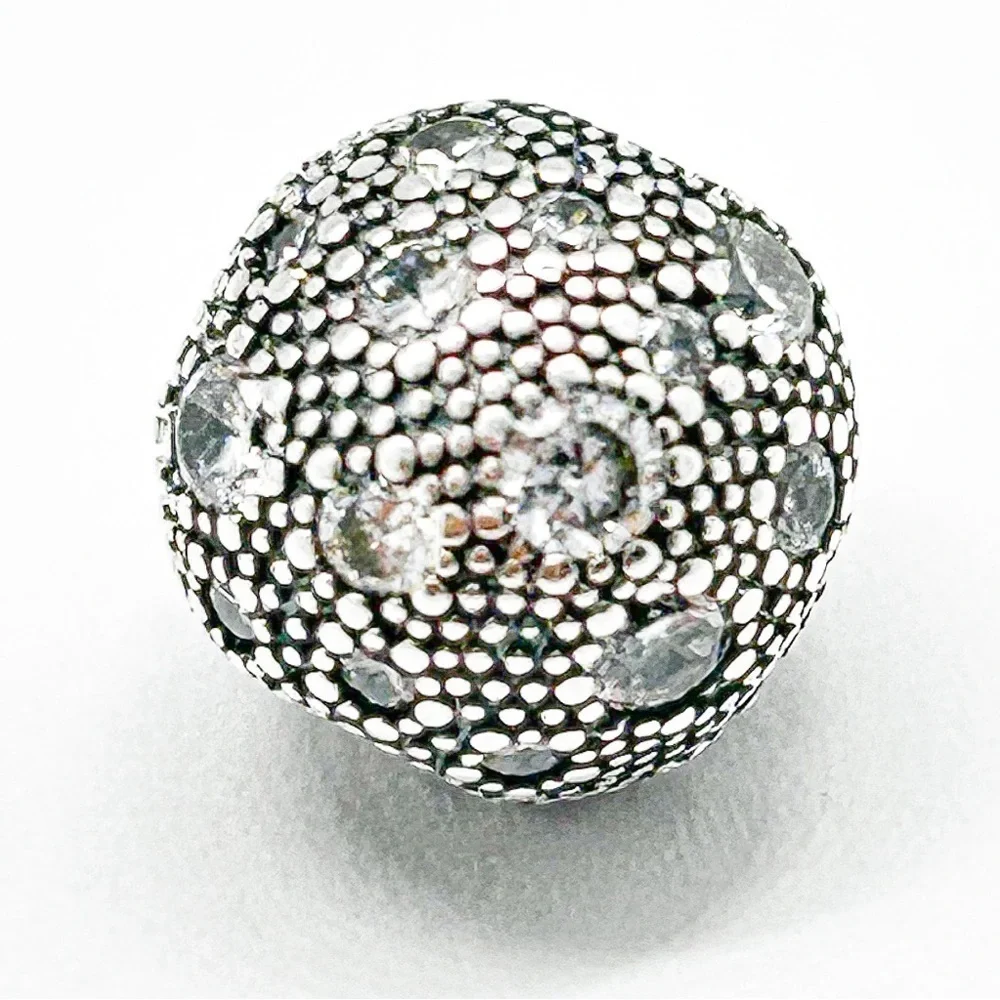 NWOT Pandora moments compatible white zirconia clasp charm, Sterling silver - Picture 7 of 9